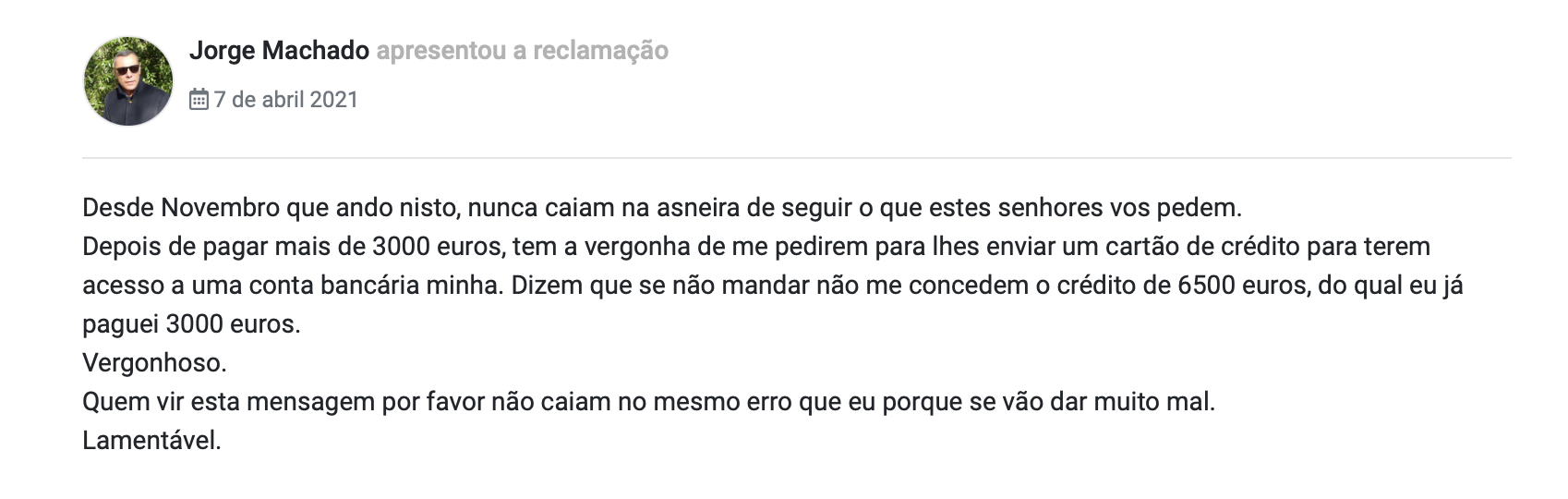 Queixa de burla de Younited Credit
